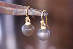 Frenchwire Earrings with Grey Moonstone and Diamond