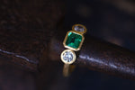 Emerald and Diamond Three Stone Ring