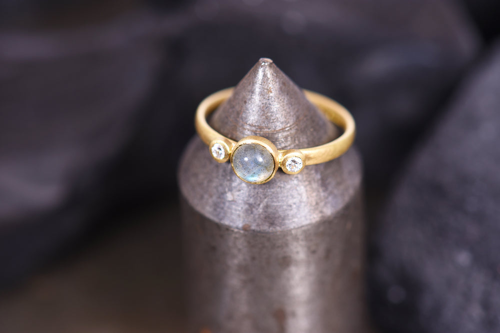 Labradorite and Diamond Ring