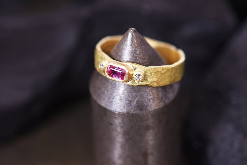 Pink Sapphire and Diamond Ring