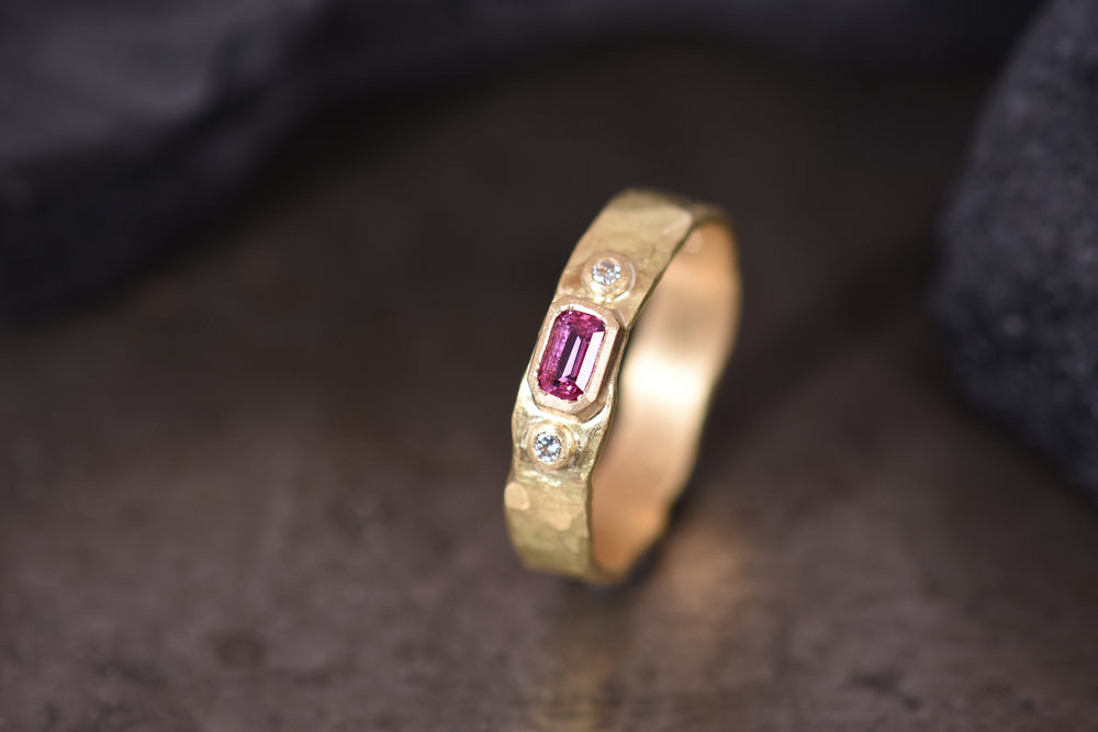 Pink Sapphire and Diamond Ring