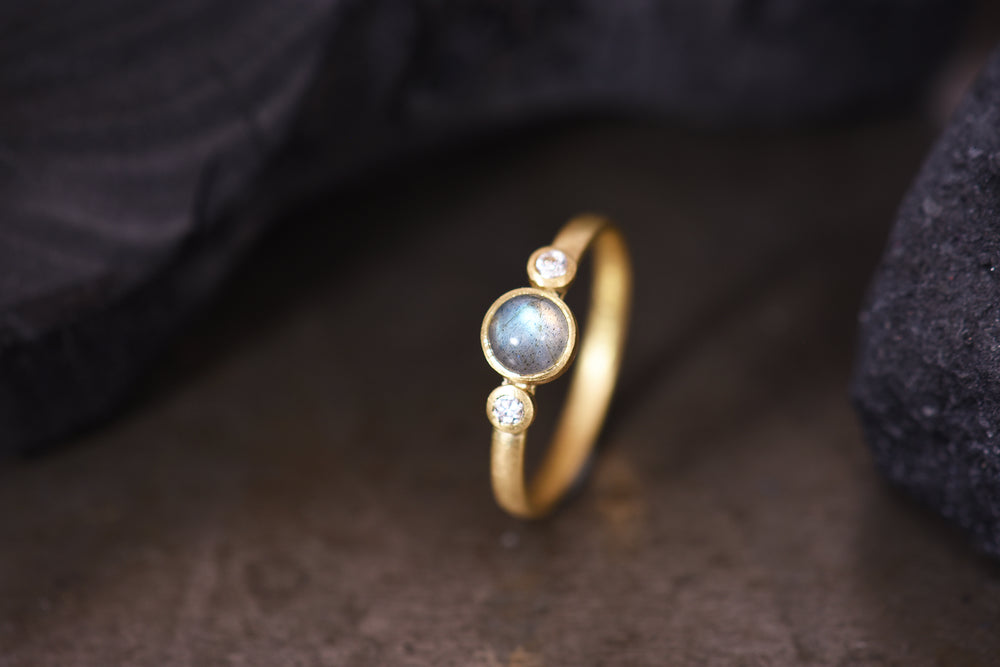 Labradorite and Diamond Ring