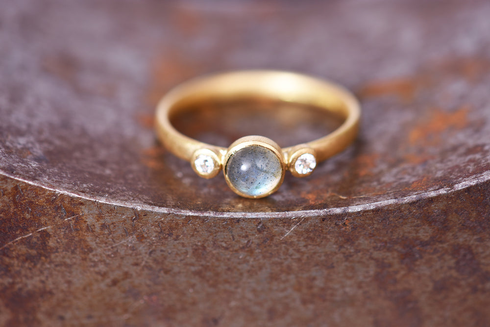 Labradorite and Diamond Ring