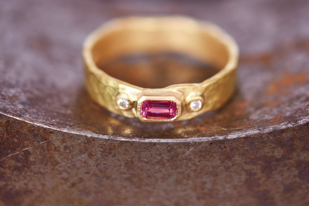 Pink Sapphire and Diamond Ring