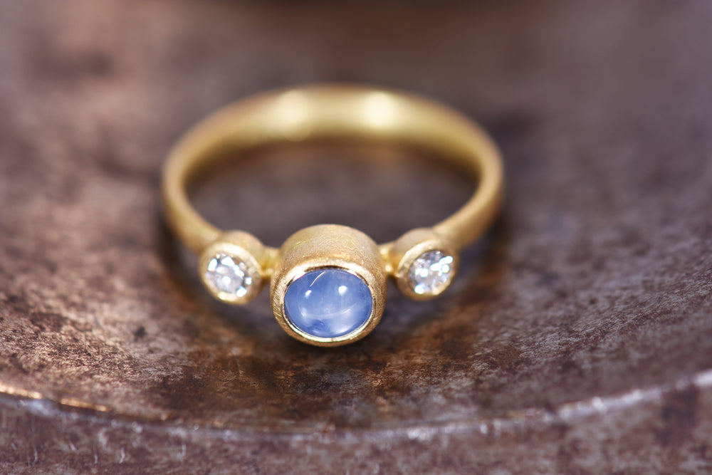 Star Sapphire and Diamond Ring