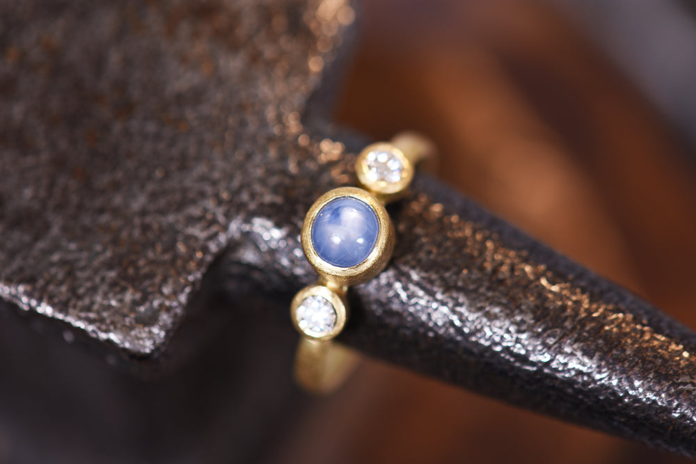 Star Sapphire and Diamond Ring