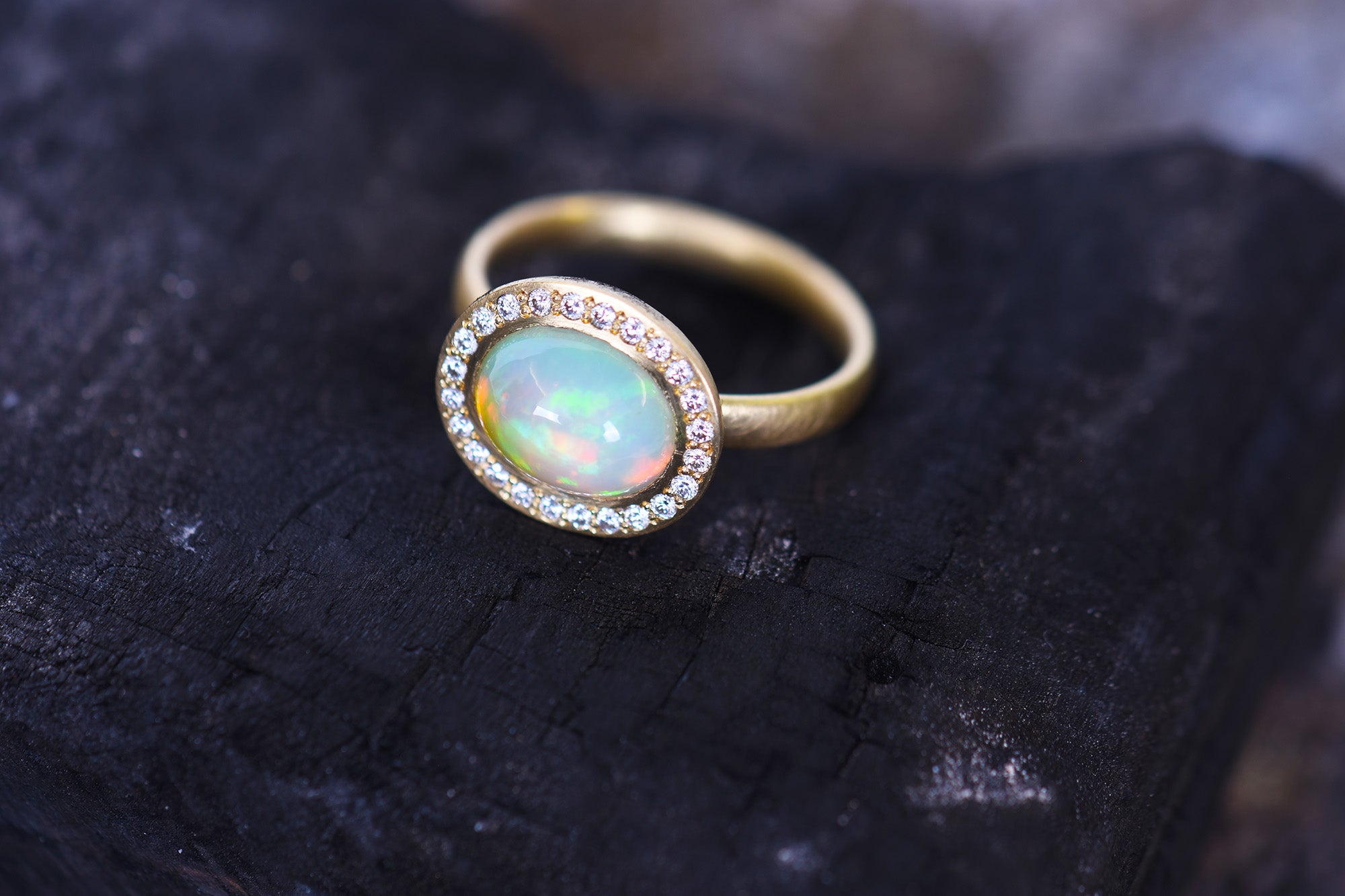 Opal with outlet diamond halo