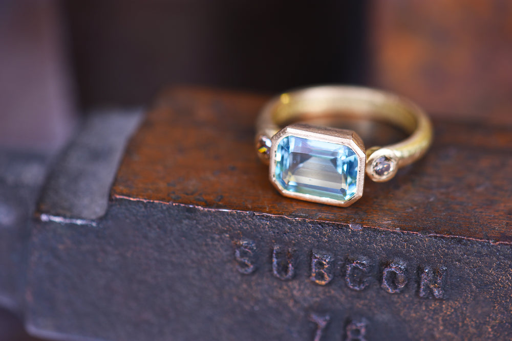 Aquamarine and Chocolate Diamond Ring