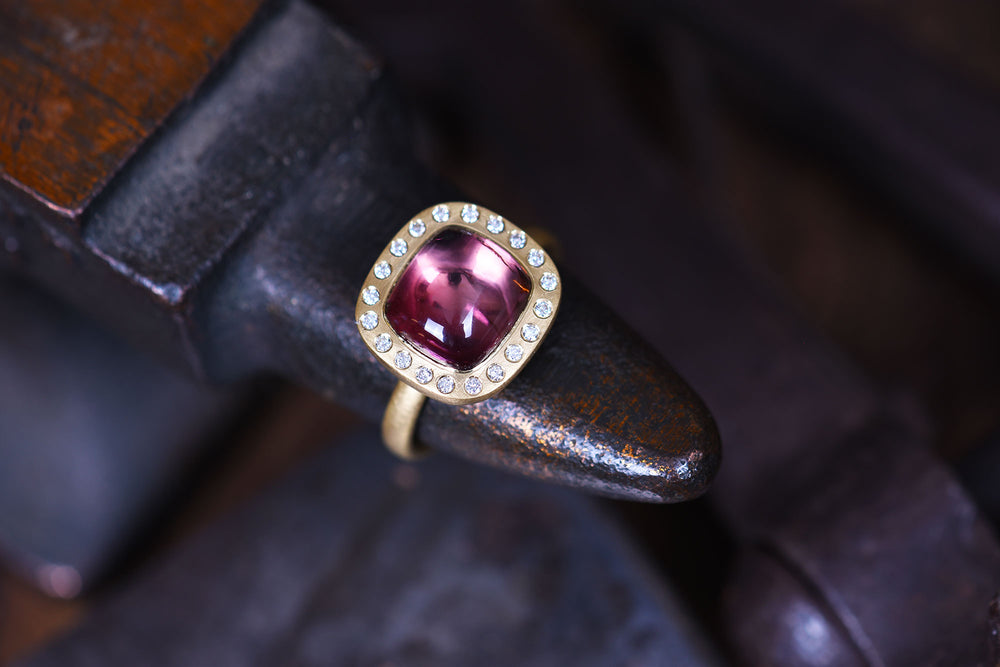 Tourmaline and Diamond Halo Ring