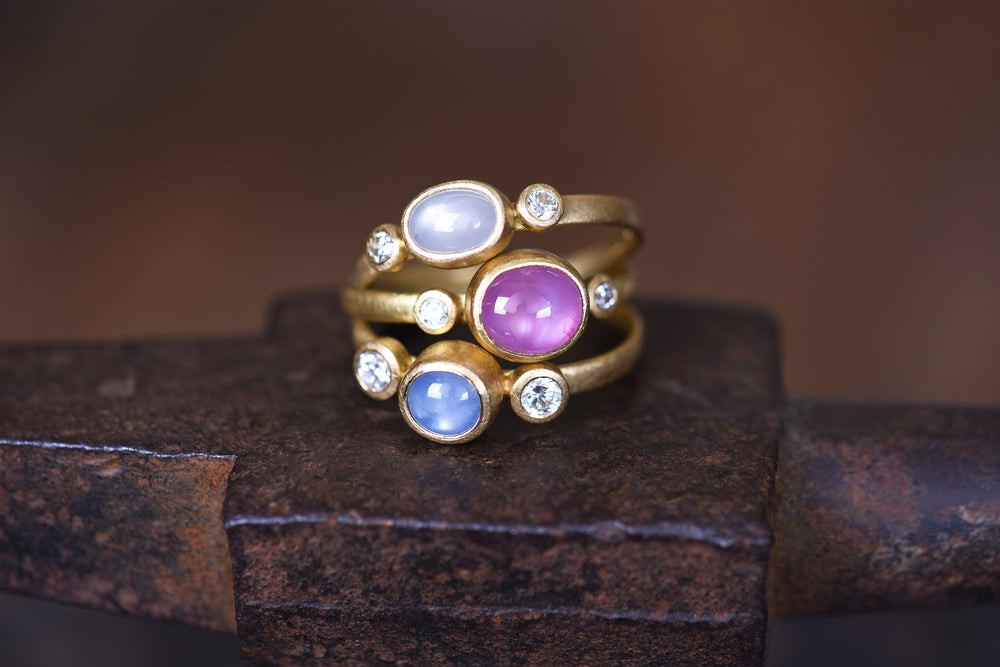 Star Sapphire Three Stone Ring