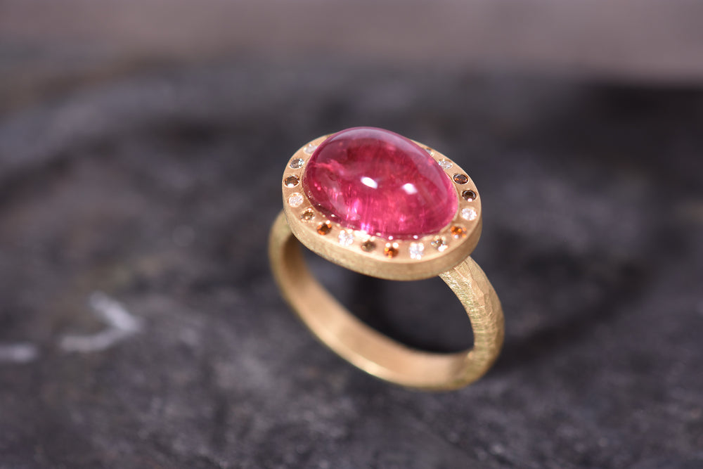 Pink tourmaline 'Halo' ring