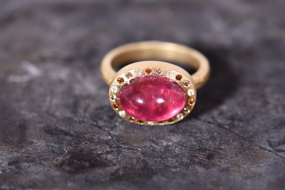 Pink tourmaline 'Halo' ring
