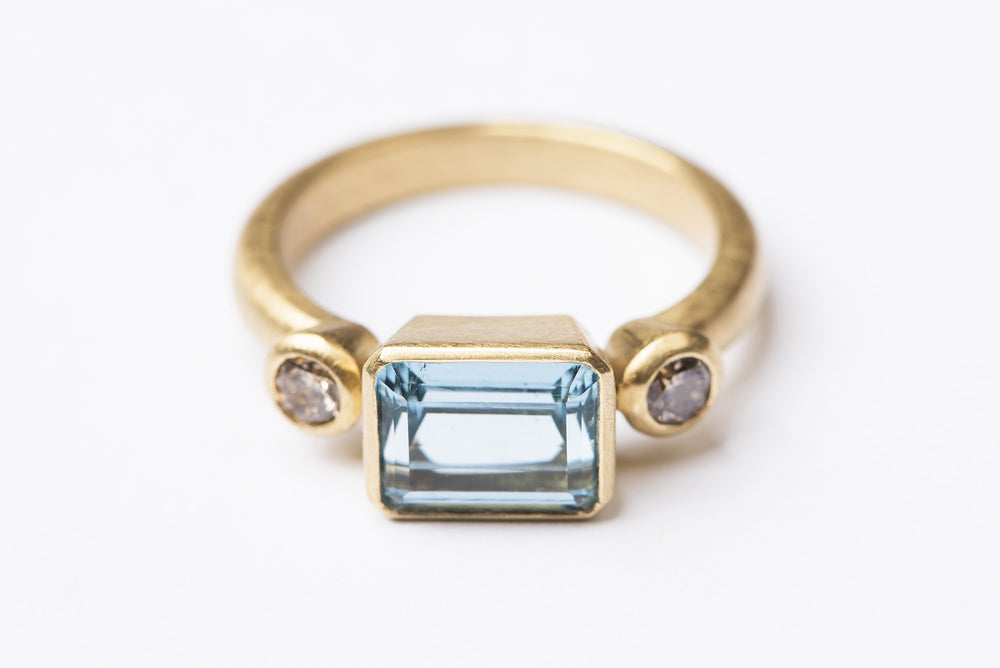 Aquamarine and Chocolate Diamond Ring