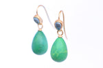 French Wire Earrings with Aquamarine and Greeen Turquoise