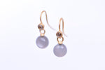 French Wire Earrings with Grey Moonstone and Diamond