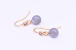French Wire Earrings with Grey Moonstone and Diamond
