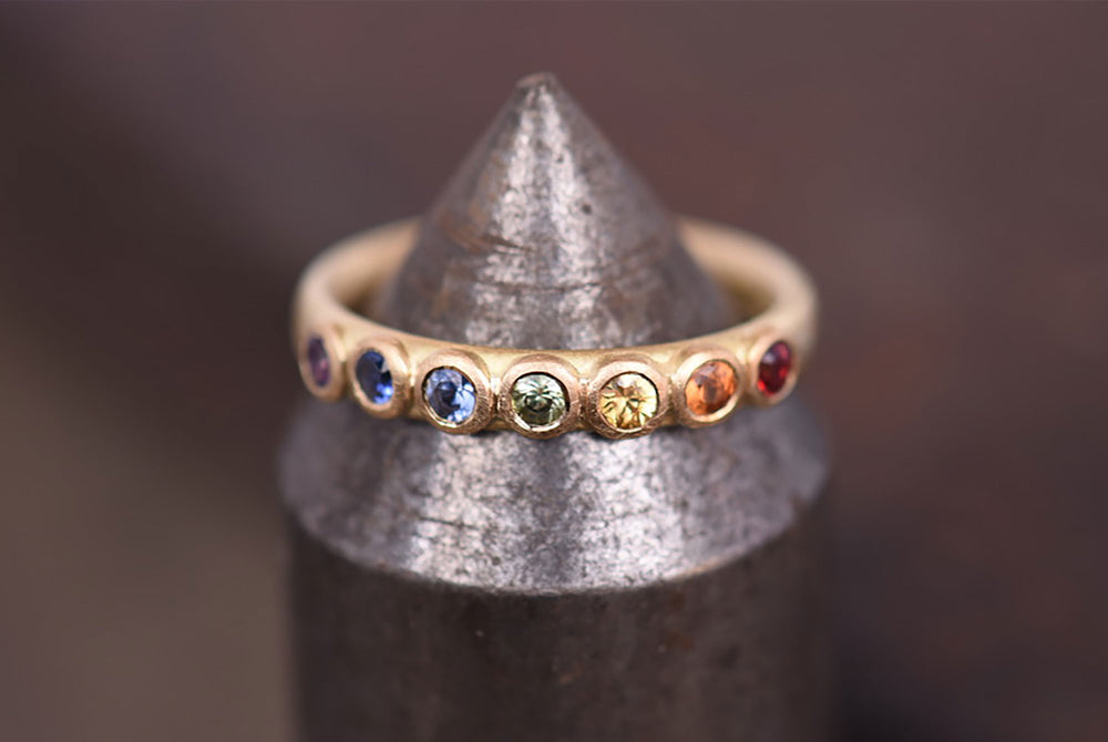 Large Rainbow Sapphire Eternity Ring.